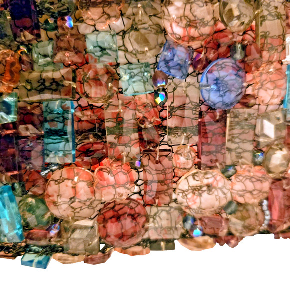 Vintage Handmade Crystal and Wire Small Handbag Unique - Picture 5 of 8